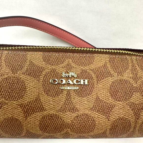 Coach Nolita Barrel Bag In Colorblock Signature Canvas Tan pink Petal CY040 - Picture 6 of 10